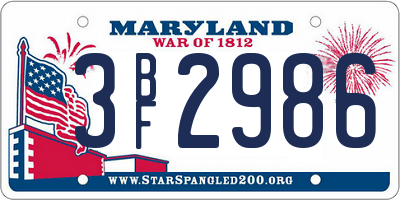 MD license plate 3BF2986