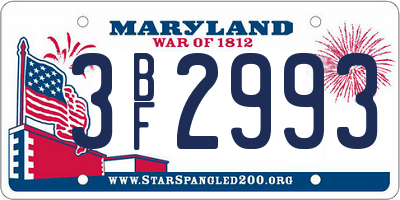 MD license plate 3BF2993