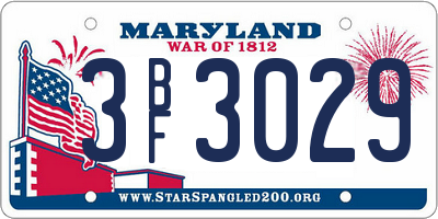 MD license plate 3BF3029
