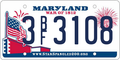 MD license plate 3BF3108
