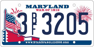 MD license plate 3BF3205
