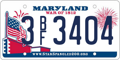 MD license plate 3BF3404