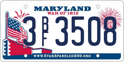 MD license plate 3BF3508