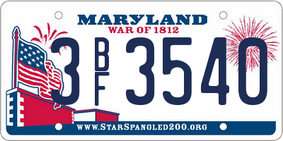 MD license plate 3BF3540