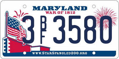 MD license plate 3BF3580