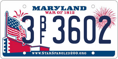 MD license plate 3BF3602
