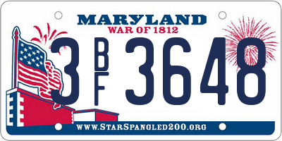 MD license plate 3BF3648