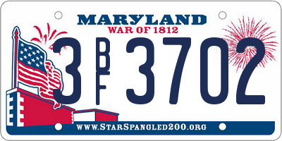 MD license plate 3BF3702