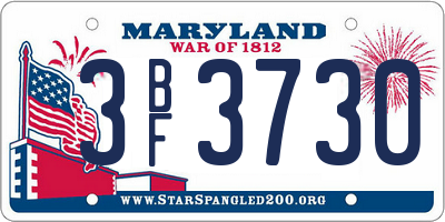 MD license plate 3BF3730
