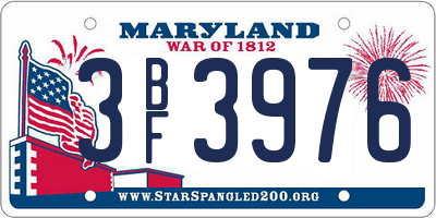 MD license plate 3BF3976
