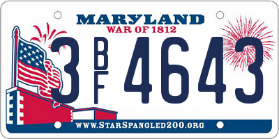 MD license plate 3BF4643