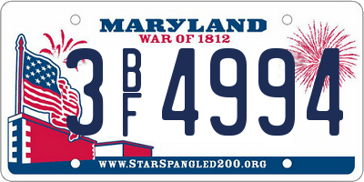 MD license plate 3BF4994