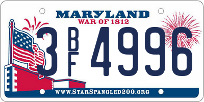 MD license plate 3BF4996