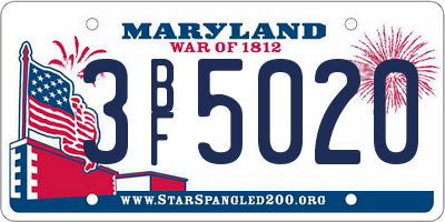 MD license plate 3BF5020