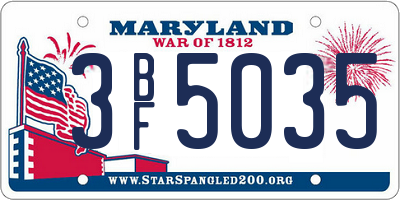 MD license plate 3BF5035