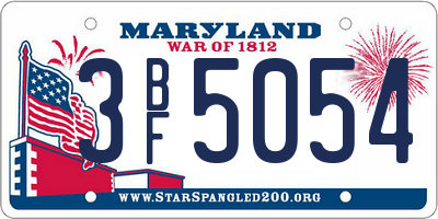 MD license plate 3BF5054