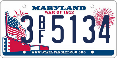 MD license plate 3BF5134