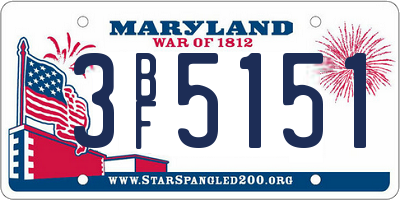 MD license plate 3BF5151