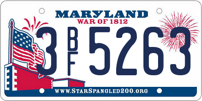MD license plate 3BF5263