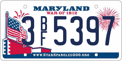 MD license plate 3BF5397