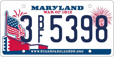 MD license plate 3BF5398