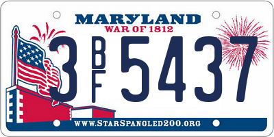 MD license plate 3BF5437