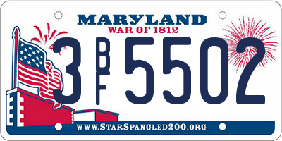 MD license plate 3BF5502