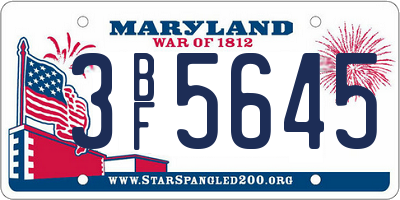 MD license plate 3BF5645