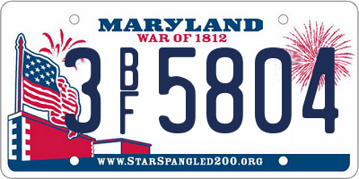 MD license plate 3BF5804