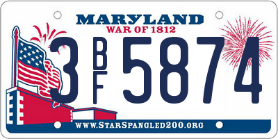 MD license plate 3BF5874