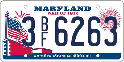 MD license plate 3BF6263