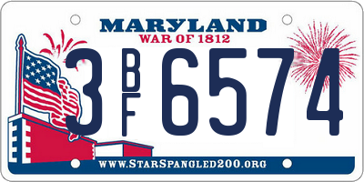 MD license plate 3BF6574