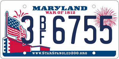 MD license plate 3BF6755