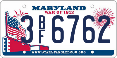 MD license plate 3BF6762