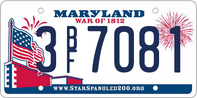 MD license plate 3BF7081