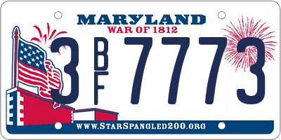 MD license plate 3BF7773