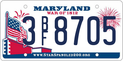 MD license plate 3BF8705