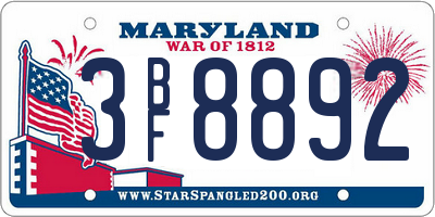 MD license plate 3BF8892