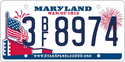 MD license plate 3BF8974
