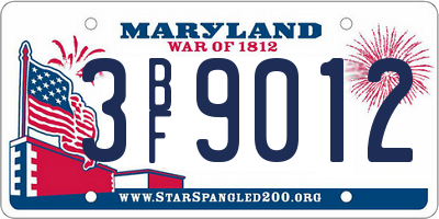 MD license plate 3BF9012
