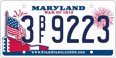 MD license plate 3BF9223