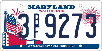 MD license plate 3BF9273