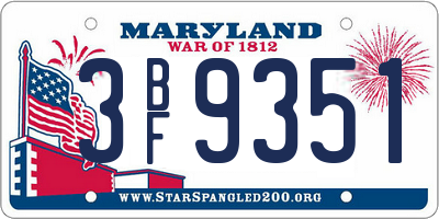 MD license plate 3BF9351