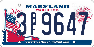 MD license plate 3BF9647