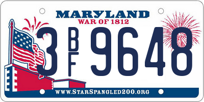 MD license plate 3BF9648