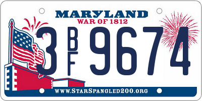 MD license plate 3BF9674