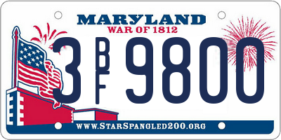MD license plate 3BF9800