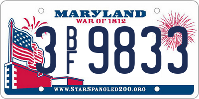 MD license plate 3BF9833