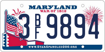 MD license plate 3BF9894