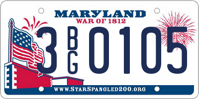 MD license plate 3BG0105